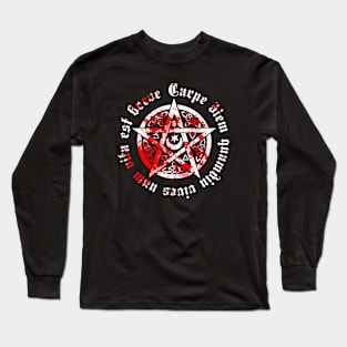 Blood Pentagram "Carpe diem quamdiu vives nam vita est breve" Long Sleeve T-Shirt